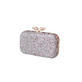 CORIOS Women's Pearl Clutch Bag Luxury Sequins Evening Bag Wedding Bridal Purse Rhinestone Purse Bag Elegant Handbag Chain Shoulder Bag Evening Party Purse Shoulder Bag, silver