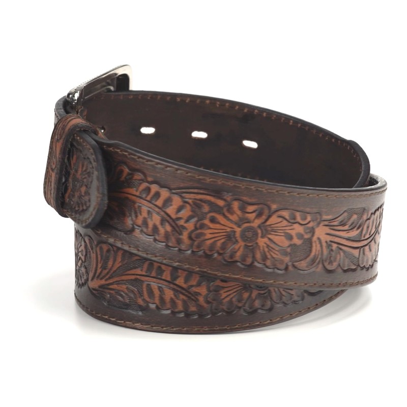 Nocona Men's Embossed Floral Tapered Belt, Brown, Size 34