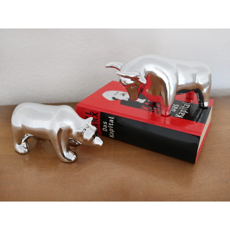 FeinKnick Ceramic Sculpture Bull and Bear - Office Decorative Figures