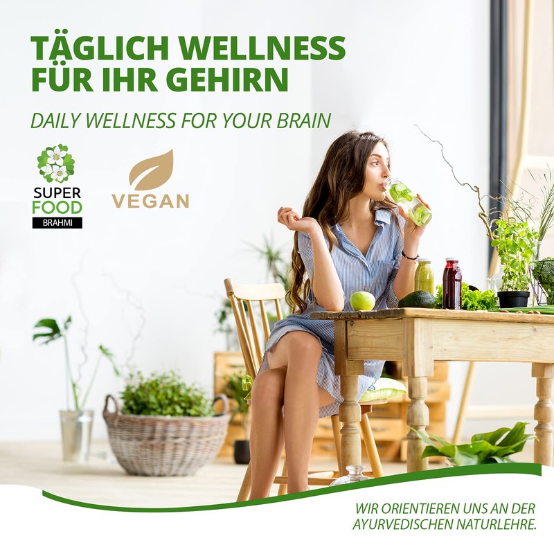 MoriVeda® Brahmi Capsules, 2 Month Pack, Memory Plants Powder with