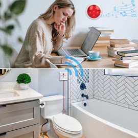 Disabled Person Toilet Alarm Bathroom Notice Kit SOS Safety Button Emergency Medical Alert System for Elderly Patient in Hospitals Nurse Call Seniors Toilet Pull Cord Life Alarm with Call Light System