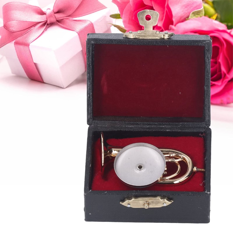 HEEPDD Mini Tuba Model, Miniature Tuba Model Brass Gold Plated