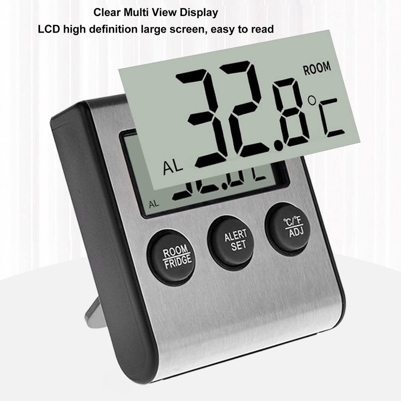 Digital Fridge Thermometer with Alarm and Memory, Small Freezer Thermometer