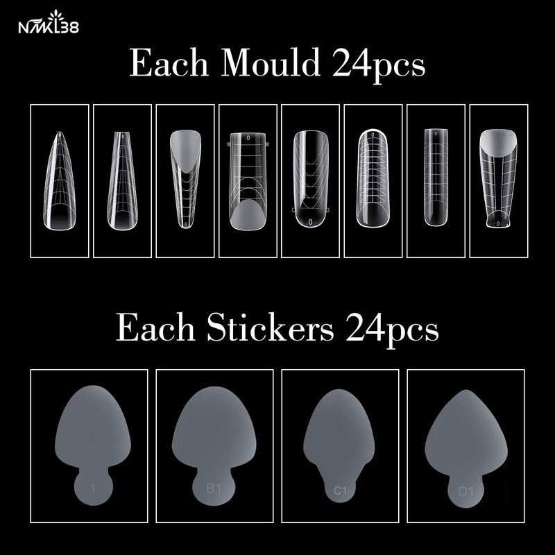NMKL38 288PCS Nail French Silicone Sticker Nail Dual Form Set