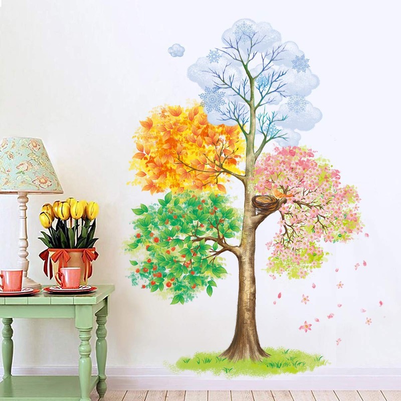 ufengke Four Seasons Tree Wall Stickers Removable Vinyl Wall Decals
