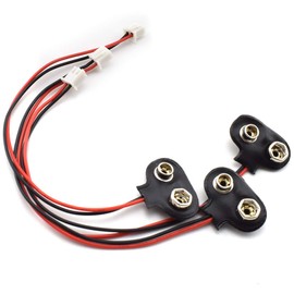 SDTC Tech 3 Pack 9V Battery Snap to 2-Pin XH2.54 Plug Connector Cable T Type Battery Clip Lead Wire (15cm)