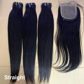 Burmese Hair Kinky Curly 100% Vietnam Human Hair Weave Natural Wavy Bundles Raw Hair Extensions for Black Womancolor: Straight 1, Stretched Length: 8 Inches