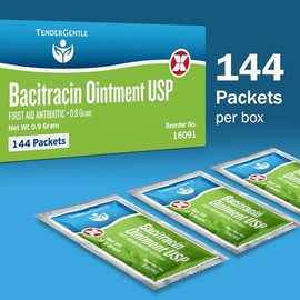 Paquetes de pomada antibiótica de bacitracina con zinc, 144 paquetes de pomada de zinc de bacitracina USP, ayuda a prevenir la infección en cortes men