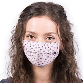 High-quality summer mask, breathable, various colours, washable at 90 °C, can be washed at boiling, 1-ply, 100% cotton, comfortable adjustable rubber, nose clip, fabric mask, face mask (polka dots)