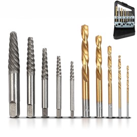Yuentoen 10 Piece Screw Extractor and Left-Handed Drill Bit Set, Damaged Screw Remover, Spiral Reverse Bits for Easy Removal of Stripped Bolts and Screws