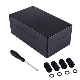GCESSOIRY Waterproof Plastic Junction Project Box ABS IP65 Electronic Enclosure 6.22 x 3.54 x 2.36 inch (158X90X60mm) with 4PCS 3/8" NPT Cable Glands