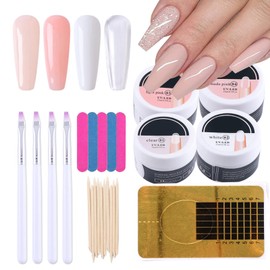 GZSYY Builder Gel for Gel Nails Set Builder Gel for Nails Fibreglass Nails Starter Set UV Builder Gel Transparent Nude Colours White Rose Gel Nails Set