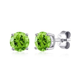 Philip Jones Sterling Silver August (Peridot) Birthstone Earrings Created with Zircondia® Crystals