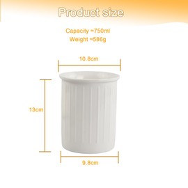 Anseom Utensil Holder for Countertop Kitchen Utensil Holder Ceramic Cooking Utensil Crock Holder Decorative Relief Utensil Pot Kitchen Organizer for Kitchen Counter Farmhouse Decor, White