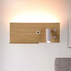 Modern LED Wall Sconce for Bedroom,Wood Plug in Wall Light