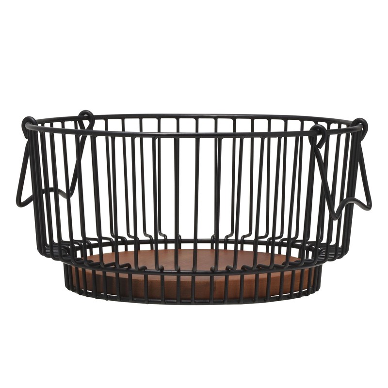 Gourmet Basics by Mikasa Ashford Wire Basket with Mango Wood