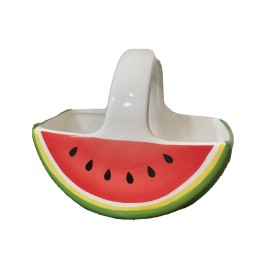 Teleflora Ceramic Planter Basket Bowl Watermelon Design 8.5”L x 6"W x 8” Tall