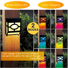 Greluna Solar Wall Lights Outdoor, 2 Modes Solar Led Waterproof Lighting for Deck, Fence, Patio, Front Door, Stair, Landscape, Yard and Driveway Path,Warm White/Color Changing,Pack of 8