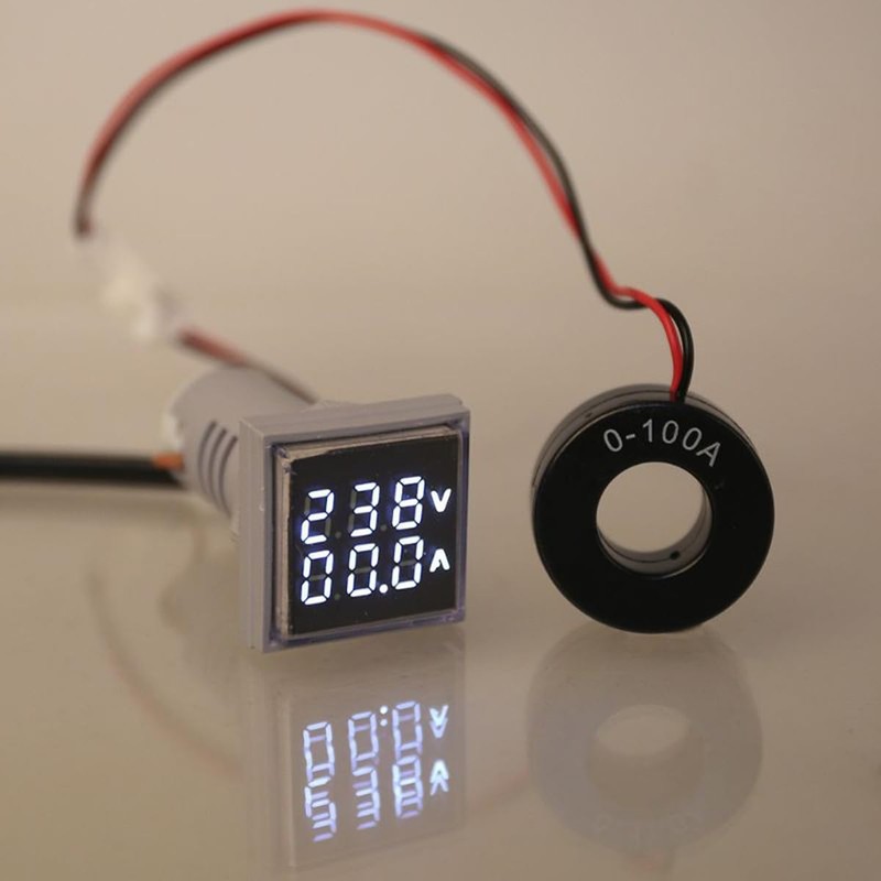 Tiardey LED Display Voltmeter 22mm Square Dual Display Panel Voltmeter