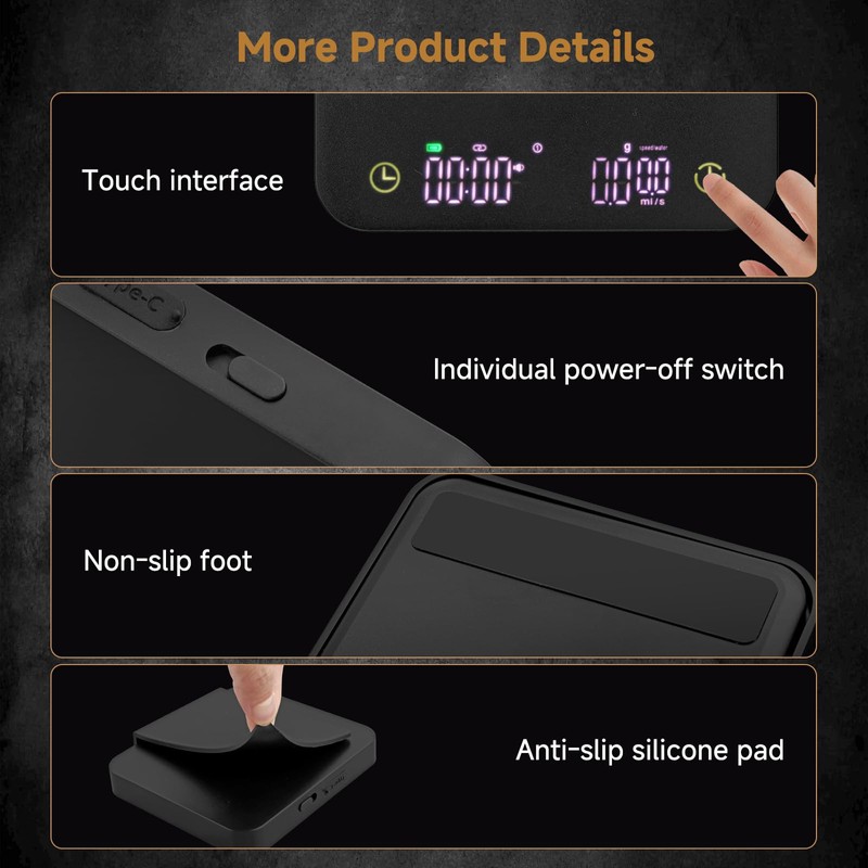 Diceaynico Mini Coffee Scale with Wirelss Magnetic Display, 3kg/0.1g Espresso