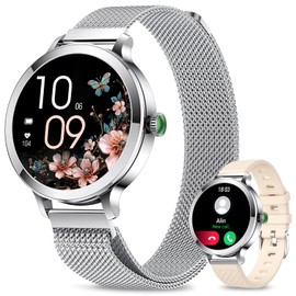Smart Watch for Women with Magnetic Strap, 1.1" Touch Screen Smart Watch Female with Heart Rate SpO2 Sleep Monitor, 110+ Sports Fitness Tracker, IP68 Waterproof Pedometer watch for iOS Android Silver