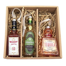 Box of Spirits Christmas Ornaments, Set of 3, Holiday Décor, Tree Hanging Ornaments, Various Sizes