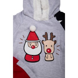 Amdrabola Christmas Baby Set, Unisex, Merry Christmas, 2 Piece and 3 Piece Sets, Long Sleeve, Bodysuit Outfit, Romper Pyjamas, 0-24 Months, Grey Red 120