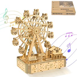 3D Wooden Puzzle, DIY Musical Ferris Wheel Model Kits, Mechanical Construction Puzzle Model Craft Toy Set, Christmas and Birthday Gifts for Teenagers and Adults.