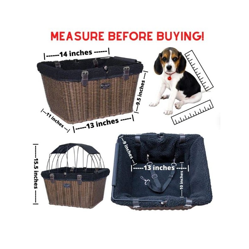 Travelin K9 Pet-Pilot MAX Wicker Bike Basket for Dogs/Cats -