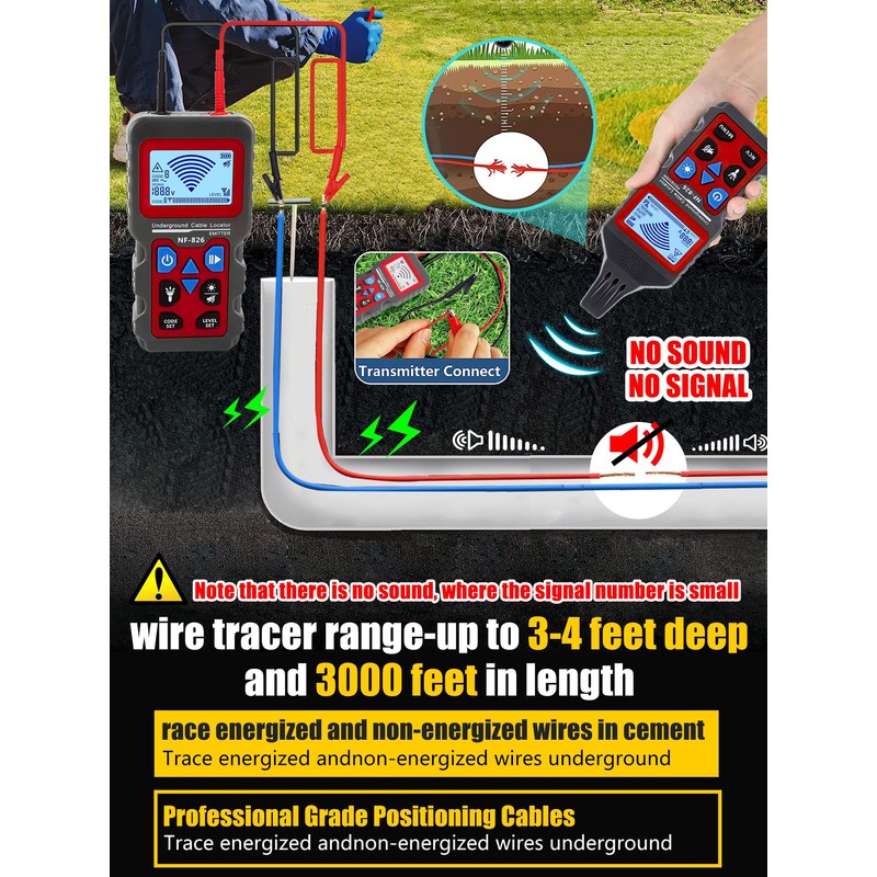 NF-826 Underground Wire Locator & Cable Tracer/Buried Wire Tracer and