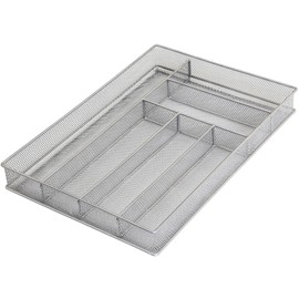 YBM Home Metal Silverware Organizer for In-Drawer Cutlery Storage, 6 Compartment Mesh Cutlery Flatware Tray Sorts Kitchen Utensils, Great for Office Supplies 1132s