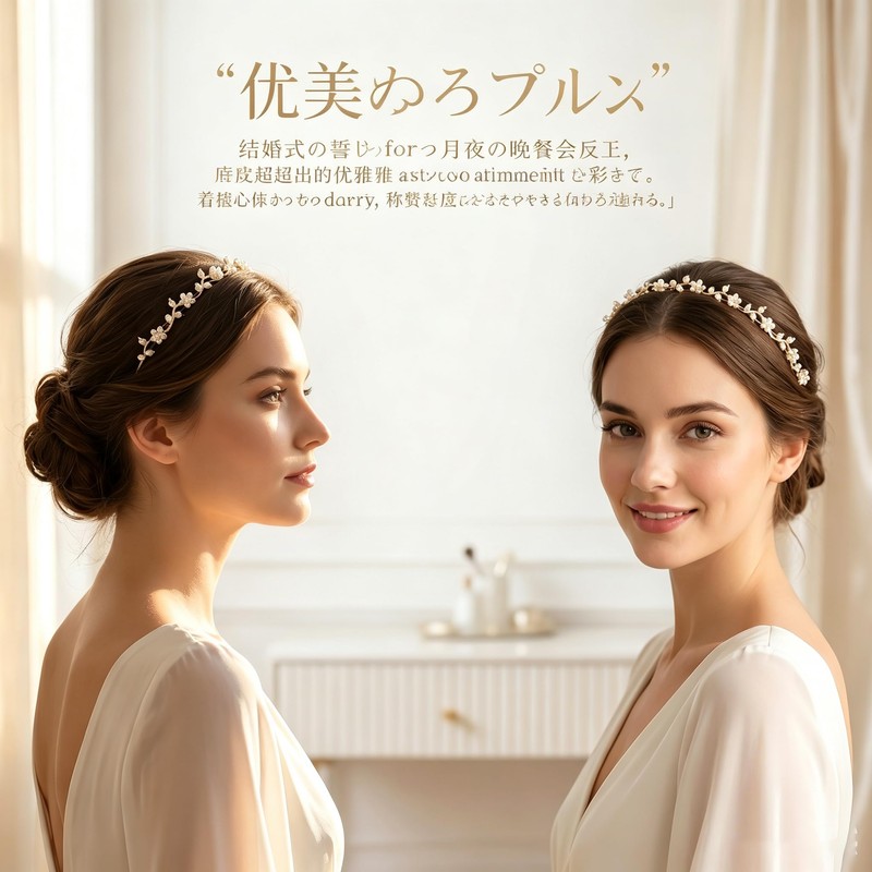 LOHGOU Pearl Headband, Lightweight, Painless, Thin, Sparkling Hair Accessory, For