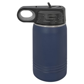 Adventure Awaits Water Bottle | Insulated Water Bottles | Laser Engraved Water Bottle | Stainless Steel Water Bottle with Straw (12 oz, Navy)
