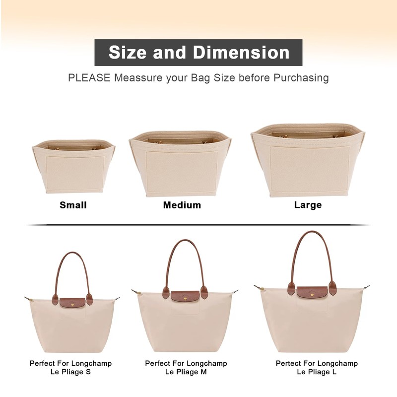 LOUKAYCCI Felt Purse Organiser Insert for Longchamp Le Pliage S