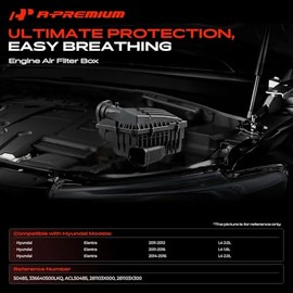 A-Premium - Carcasa de la caja limpiadora del filtro de aire del motor sin colador de aire compatible con Hyundai Elantra 2011-2016, 1.8L 2.0L, Reempl