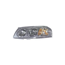 Left Driver Side Headlight Assembly - Black Bezel with Bulb Shield Over Center Bulb - Compatible with 2000-2004 Chevy Impala (Up To 2/05/2004)