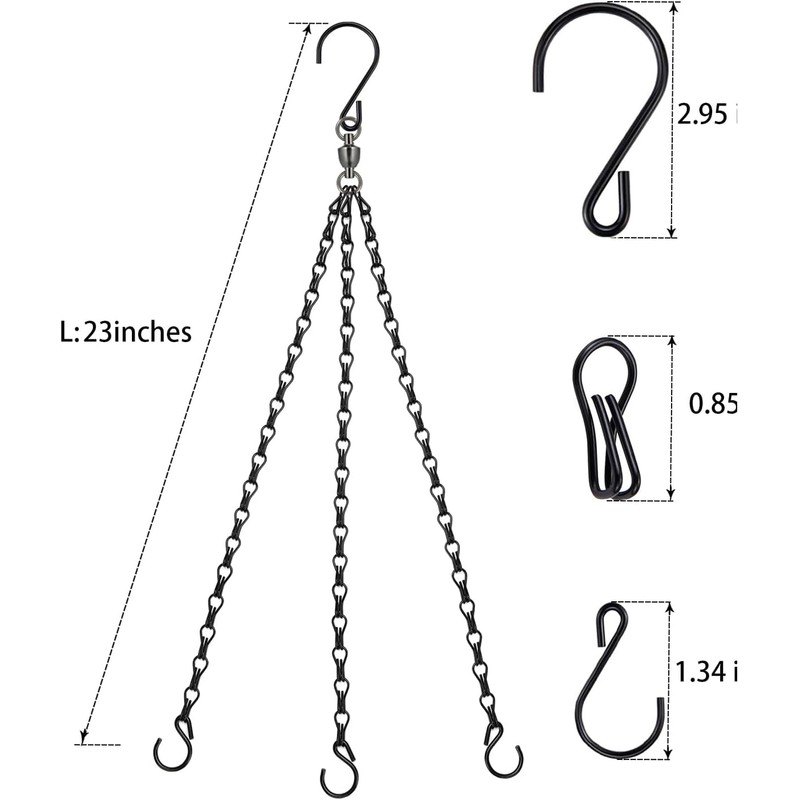 Swivel Hanging Basket Chains 23 Inches 3 Leads Hanging Chains