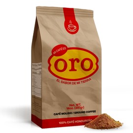 Mi cafe es ORO – Ground Coffee 100% Honduran Dark Roast; Exotic Flavor; Smooth Aroma; Ideal for Drip Coffee, Espresso, or French Press Brewing – Freshly Packed Coffee Bags – 18 Oz | 6-Pack