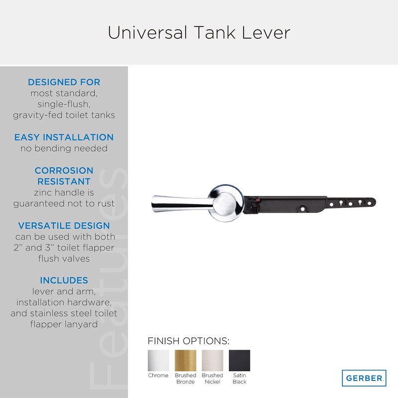 Gerber Universal Toilet Tank Lever GA70036054BN Brushed Nickel Finish