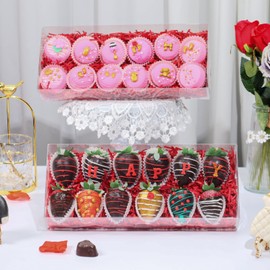 20 pcs 12x5x2Inches Plastic Clear Cookies Boxes Chocolate Covered Strawberries Boxes Bakery Boxes Cakesickle Boxes Browine Treat Chocolate Truffle Boxes for Christmas Valentine's Mother's Day