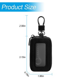 BESULEN Car Key Fob Case, Suede Leather Remote Keychain Cover Bag Protector with Zipper and Metal Hook (Black)