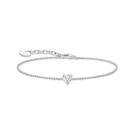 Thomas Sabo Pink Cubic Zirconia Heart Bracelet 925 Sterling Silver A2157-051-14, Sterling Silver, Cubic Zirconia