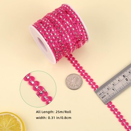 BEEFLYING 27 Yard / 25 m Rose Red Wave RIC Rac Trim 8 mm Zigzag Braid Bending Fringe Trim for Sewing Crafts Flower Making Home Party Wedding Decoration Lace