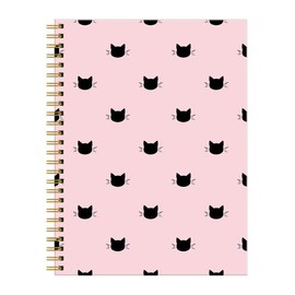 FVBAO Spiral Journal Notebook for Women,A5 College Ruled Notebooks 6"x 8.4", 120 Pages Lined Journal with Premium Thick Paper,Perfect for School Office Home Gifts(Black Cat Pink)