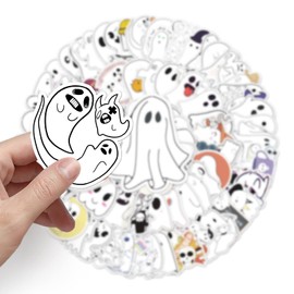 Ghost Stickers 100Pack Laptop Stickers,Vinyl Waterproof Stickers for Water Bottles Skateboard Scrapbook Bike Computer,Phone,-Graffiti Stickers Pack for Teens Girls Kids Adults(Cute Ghost)