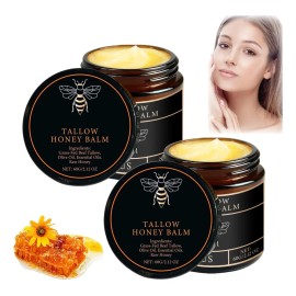 2 Jars Beef Tallow Honey Balm, Beef Tallow Organic For