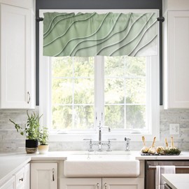 Sage Green Ombre Valance Curtain for Kithchen Windows Green and White Gradient Modern Abstract Geometric Valance Tier Curtain Rod Pocket Valances for Bedroom/Living Room/Bathroom, 1 Panel, 60x18 Inch