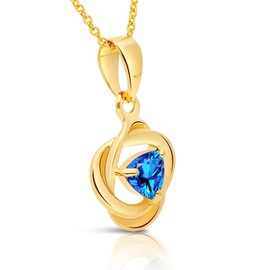 Planetys Women's Necklace 375/1000 Yellow Gold Swiss Blue Topaz Natural Cut Trillion Gold Topaz Topaz, Gold, Topaz