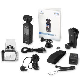 Minolta 4K Ultra HD Pocket Camcorder – WiFi Enabled Action Camera with 16MP Photos, 170° Wide Angle Lens, 270° Rotating Head, Slow Motion, 1.3-inch Display - 16GB Card & Waterproof Case (Black)