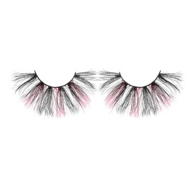 Dramatic 3D False Eyelashes, Black and Pink Mixed Color, Fluffy Long Lashes, 1 pair